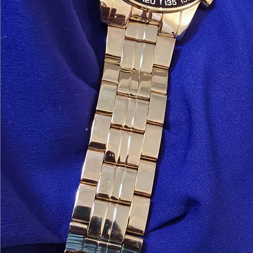 Beverly Hills Gold Tone Emerald Dial Classic Dress Mens Watch Like New